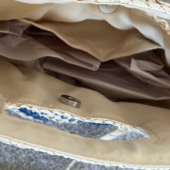 NWT Universal Thread Straw Purse Adjustable Over the Shoulder Strap Cream/Blue - Picture 10 of 10